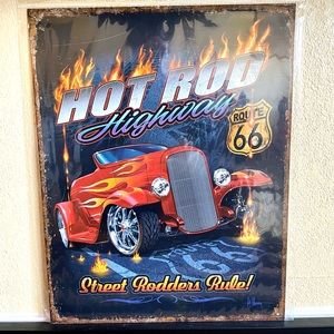 NEW Hot Rod Highway Route 66 Metal Sign